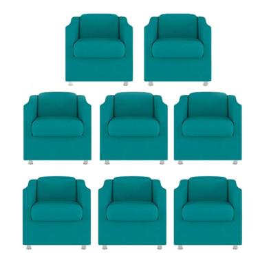 Imagem de Kit 8 Poltronas Decorativa Reforçada  Recepção Clinica Salão Suede
