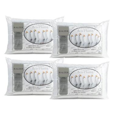Imagem de Kit 4 Travesseiro Pluma Ganso Confortável Antiacaro 70x50cm