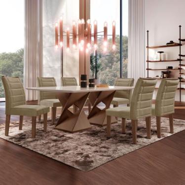 Imagem de Conjunto Sala de Jantar Genova Tampo Vidro/mdf com 6 Cadeiras Genova S