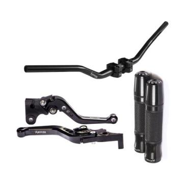 Imagem de Kit Guidão Naked Alumínio Luva Punho Manete Anodizado Suzuki Yes 125 -