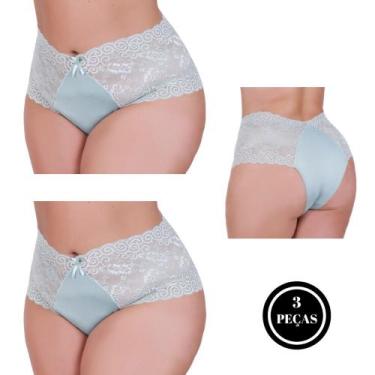 Imagem de Kit 3 Calcinha Plus Size Cós Alto e Detalhe Renda 46 ao 54 - c5 KIT 3 
