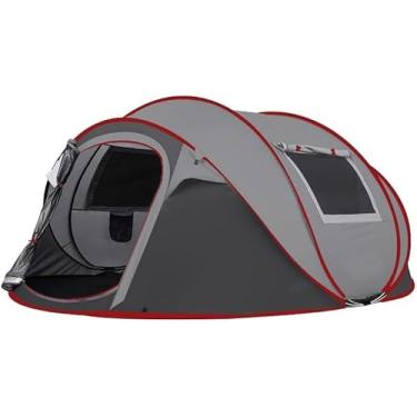 Imagem de Barraca De Acampamento Pop-up Instantânea,barraca Para 5-6 Pessoas,barraca De Configuração Automática Com 2 Janelas De Malha De Ventilação,barraca Familiar De Guarda-, Dark Red