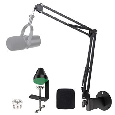 Imagem de YOUSHARES Suporte De Braço Parede Mv7 Com Proteção Contra Vento Para Microfone E Braçadeira Mesa, Compatível Filtro Pop Shure Mv7X