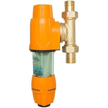 Imagem de Pré-filtro De água - Filtros De água De Substituição Sob A Pia, Purificador De água De Aço Inoxidável Pré-filtro De Latão De Retrolavagem Un, Orange, 32mm-6 points-3/4 inch