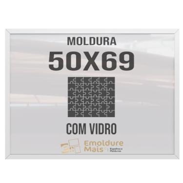 Imagem de Moldura para Quebra Cabeça Cabeca 50x69 1000 peças Com Vidro para Quadro Puzzles Clementoni cor Branco