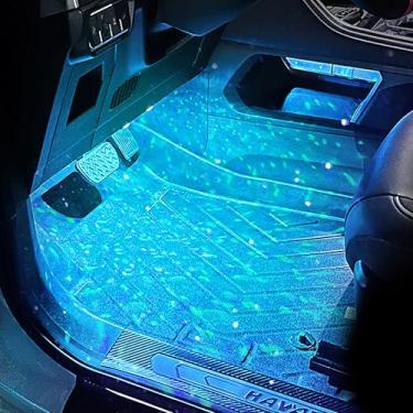 Imagem de QAUBEN Kit de iluminação ambiente RGB para carro Módulos sem fio Barra de luz LED de 1,1 mm Mudança três zonas APP + controle remoto RF + toque + botão controle tecla som multicolor Sinc música 12 V