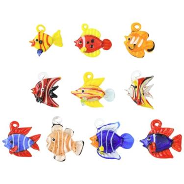 Imagem de UR URLIFEHALL 10 peças, 10 estilos, berloques de peixe tropical, feitos à mão, coloridos, animais do oceano, para fazer você mesmo, pulseira de verão, colar, bijuteria