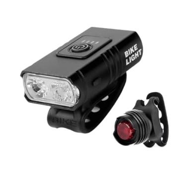 Imagem de Colaxi Luz dianteira e traseira de bicicleta, 2 LEDs, superbrilhante, portátil, farol e lanterna traseira, conjunto para mountain bikes, crianças adultos, Style a