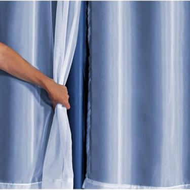 Imagem de Cortina Blackout PVC C/Voil Liso Blecaute Corta 100% a Luz Para Quarto, Sala, Escritório Em(Azul Marinho,2.80m x 1,60m)