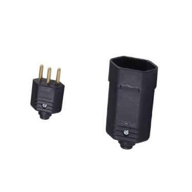 Imagem de 3 pino plug macho + 3 femea 2p+t ou 2p 10a preto  margirius