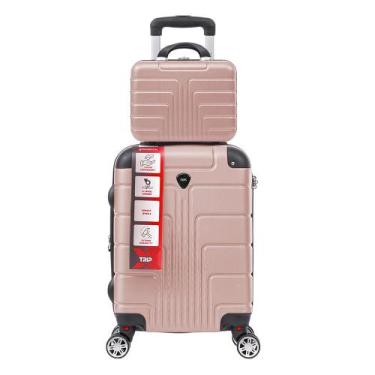 Imagem de Kit Mala De Viagem Bordo PP 8kg e Frasqueira P Luxo Tripx, Rose gold