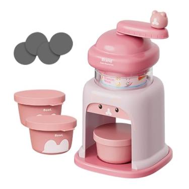 Imagem de Ioensy de gelo manual, raspador de gelo rotativo, utensílios de cozinha, máquina de raspadinha para festas em bares domésticos, Rosa com 3 Tigelas