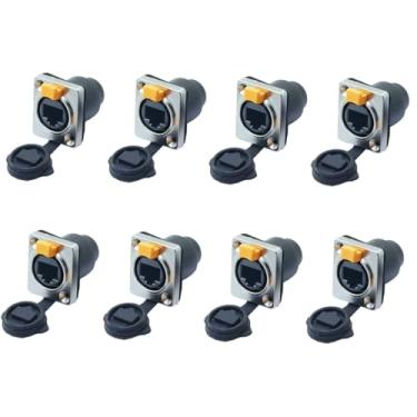 Imagem de 8 un Conector Ethercon Rj45 Keystone Ip65 Rede Fêmea Duplo Painel de Led Emenda Tomada Rack