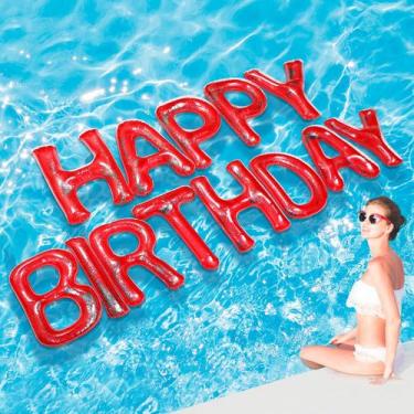 Imagem de Pool Float Shappy Happy Happy Birthday 20" letras vermelhas