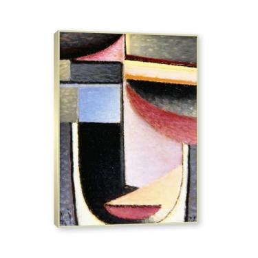 Imagem de NHLDZYH Moldura de champanhe. Impressões de arte Alexej von Jawlensky - Pintura de retrato - (cabeça abstrata o cálice) - Pôster de decoração de parede vintage. 40 x 56 cm - 15,7 x 20,1 pol