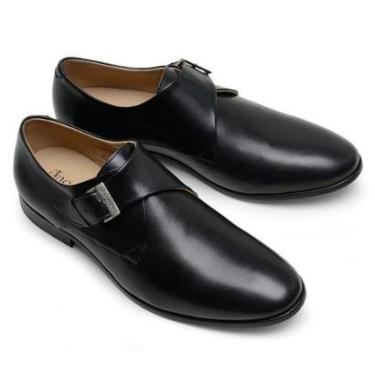 Imagem de Sapato Social Masculino Couro Liso Detalhe Fivela Monkstrap-Masculino