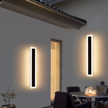 Imagem de Pacote com 2 lâmpadas de parede LED longas ampliadas atualizadas, arandela de parede moderna de 79,8 cm, 31W, branco quente 3000K, impermeável IP65, acrílico branco, luminária de montagem na parede