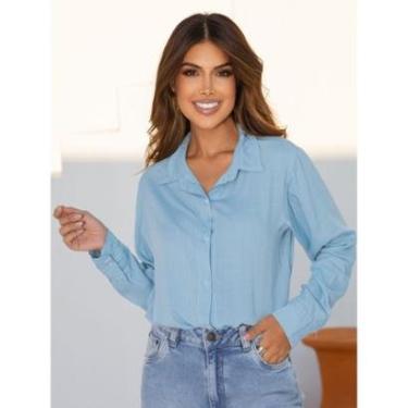 Imagem de Camisas Femininas Social Blusa Manga Longa Moda Feminina Lançamento-Feminino