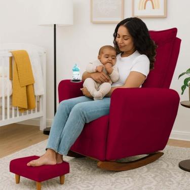 Imagem de Poltrona Cadeira de Amamentação Balanço e Puff Ternura - B Home Decor,