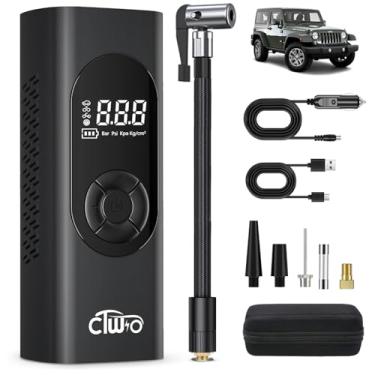 Imagem de Compressor de ar portátil para inflador de pneu, visor de pressão LCD preciso para carros, bicicletas, pneus e bolas de motocicleta (preto)