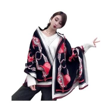 Imagem de Cachecol Feminino De Caxemira De Inverno, Luxuoso, Grosso E Quente, Co