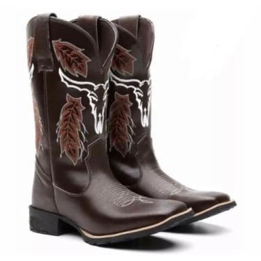 Imagem de Bota Botina Texana Country Masculina Folhada Marrom - Arthur Boots, 42