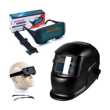 Imagem de Kit Máscara Solda Automática Regulagens Internas DIN 9-13 + Óculos Sol