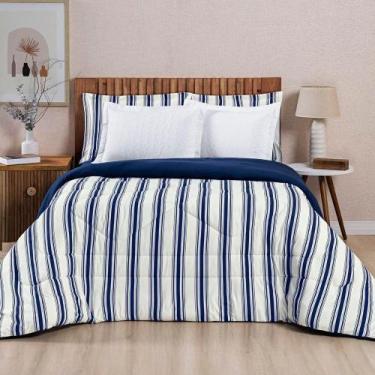 Imagem de Edredom 100% Algodão Marin Super King 01 Peça - Marinho. - Alta Qualid