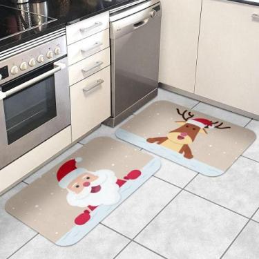 Imagem de Kit Tapetes Decorativos Natal Papai Noel E Rena No Telhado - YAAY