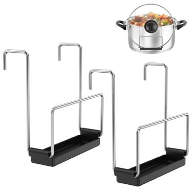 Imagem de Pacote com 2 suportes de tampa de fogão lento para cozinhar, suporte de tampa de panela de cozinha, organizador de tampa de panela grátis, serve para panelas lentas de aço inoxidável com pia de