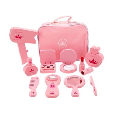 Imagem de Esquirla Kits de maquiagem de princesa, brinquedos de salão de beleza, penteadeira de madeira, conjunto de brinquedos para meninas de 3, 4, 5, 6 e 7 anos de