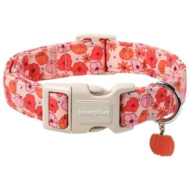 Imagem de Coleira de cachorro Lionet Paws, flor de Halloween, abóbora, pêssego