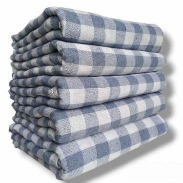 Imagem de 1 pano de chão limpeza xadrez azul grande panão 68x45 cm - LMT