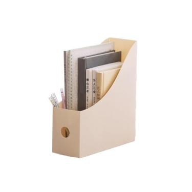 Imagem de Organizador de arquivos de mesa Organizador de arquivos mesa, suporte para documentos escritório para estudantes, prateleira ajustável, caixa armazenamento(Coffee-color)