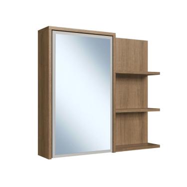 Imagem de Armário Espelheira para Banheiro 1 Porta 2 Prateleiras Marrom/Arenas Paula ES2001 - Faema Móveis