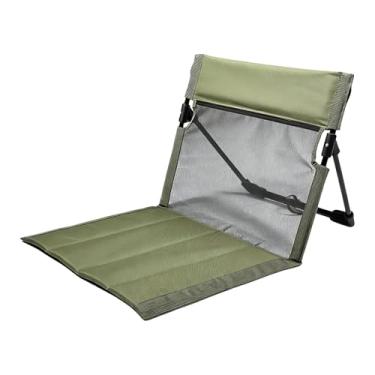 Imagem de simhoa Cadeira de acampamento com encosto, assento de chão, assento de acampamento leve e dobrável para viagens rodoviárias, mochilão, pesca e no, Verde