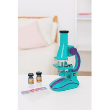 Imagem de Kit Microscópio Infantil Escolar 450X Verde Educativo com Lâminas e Amostras Inclusas