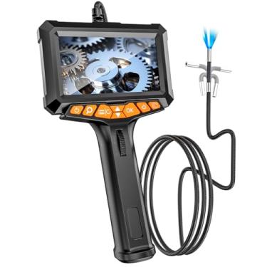 Imagem de Boroscópio articulado bidirecional de 210°, câmera eendoscópio industrial THCLUS de 0,25 polegadas com luz, tela IPS de 5 polegadas, tubo serpentino flexível de 5000 mAh, bateria para manutenção de