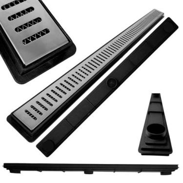 Imagem de Ralo Baixo para Apartamento e Laje 70cm Inox Palito Cocho Raso Preto c