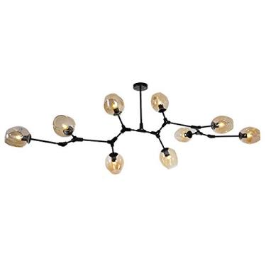 Imagem de Lustre Sputnik moderno, lustre de metal com gradiente, luminária pendente de meados do século, luminária de teto dourada, compatível com corredor, bar, cozinha, sala de jantar (fumaça)