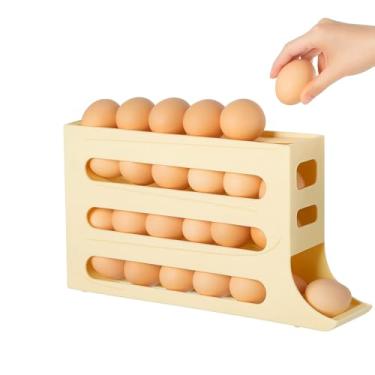 Imagem de Organizador de Ovos para Geladeira, 4 Níveis, Capacidade de até 30 Ovos, Bege