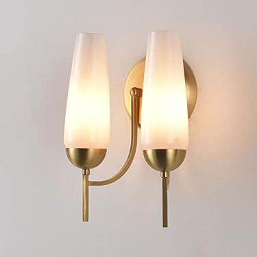 Imagem de Luminária de parede nórdica de vidro, luminária de parede de metal dourado, luminária de parede moderna, arandela de decoração para casa, para quarto, cabeceira, sala de estar, corredor, pen
