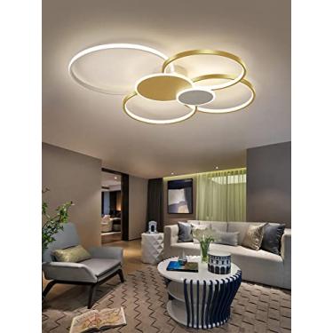 Imagem de Luminária de teto LED estilo simples moderno para sala de estar, luminária de teto em formato de círculo com controle remoto, lustre de LED para casa nórdica, luxo, quarto, escritório, resta