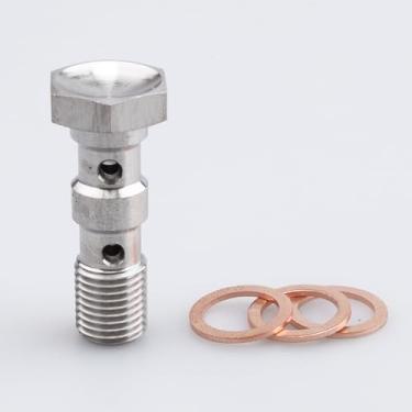 Imagem de AC PERFORMANCE Parafuso banjo duplo 3/8 x 24 (31 mm UHL), -3 AN JIC, aço inoxidável com arruelas de cobre