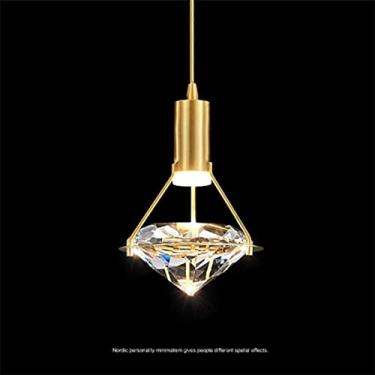 Imagem de Luminária pendente de cristal LED para cabeceira de quarto nórdico, decoração de parede para sala de estar, lustre de teto de cabeça única, lâmpada de suspensão, vida interessante (A)
