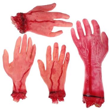 Imagem de 8 Pcs Toys Halloween Prank Props Fake Hand Halloween Hand Prop Fake Arm Fake Bloody Hand Severed Hand Dog Toy Bloody Hands Halloween Severed Broken Hand Party Supplies Chew