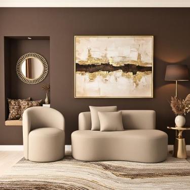 Imagem de Conjunto 01 Poltrona + Sofá Curvo Orgânico Nature Gaia Veludo - Montan