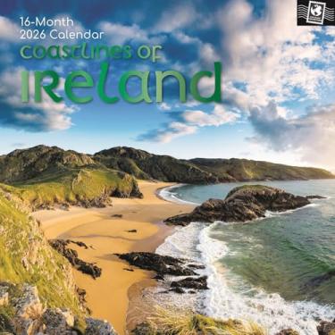 Imagem de Calendário de parede quadrado 2026 The Gifted Stationary, litoral da Irlanda, calendário suspenso com tema de coleção de passaporte de 16 meses com 180 adesivos de lembrete, agenda familiar mensal