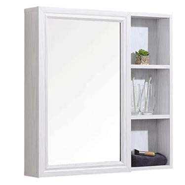 Imagem de AKALNNB Armário de espelho de banheiro inteligente, armários de remédios para banheiro, suporte de parede com prateleira, armários de espelho de banheiro quadrados modernos para banheiro com espelho