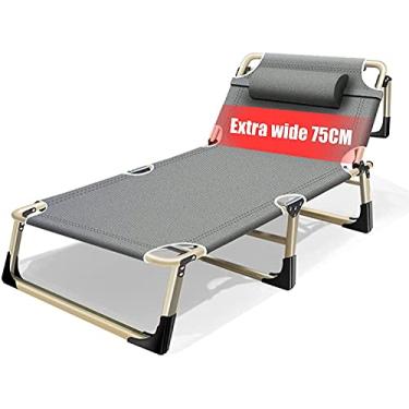 Imagem de Espreguiçadeira grande para uso ao ar livre, cama de acampamento portátil que pode ficar plana, poltrona reclinável de gravidade zero para escritório, pátio, piscina, praia, espreguiçadeiras